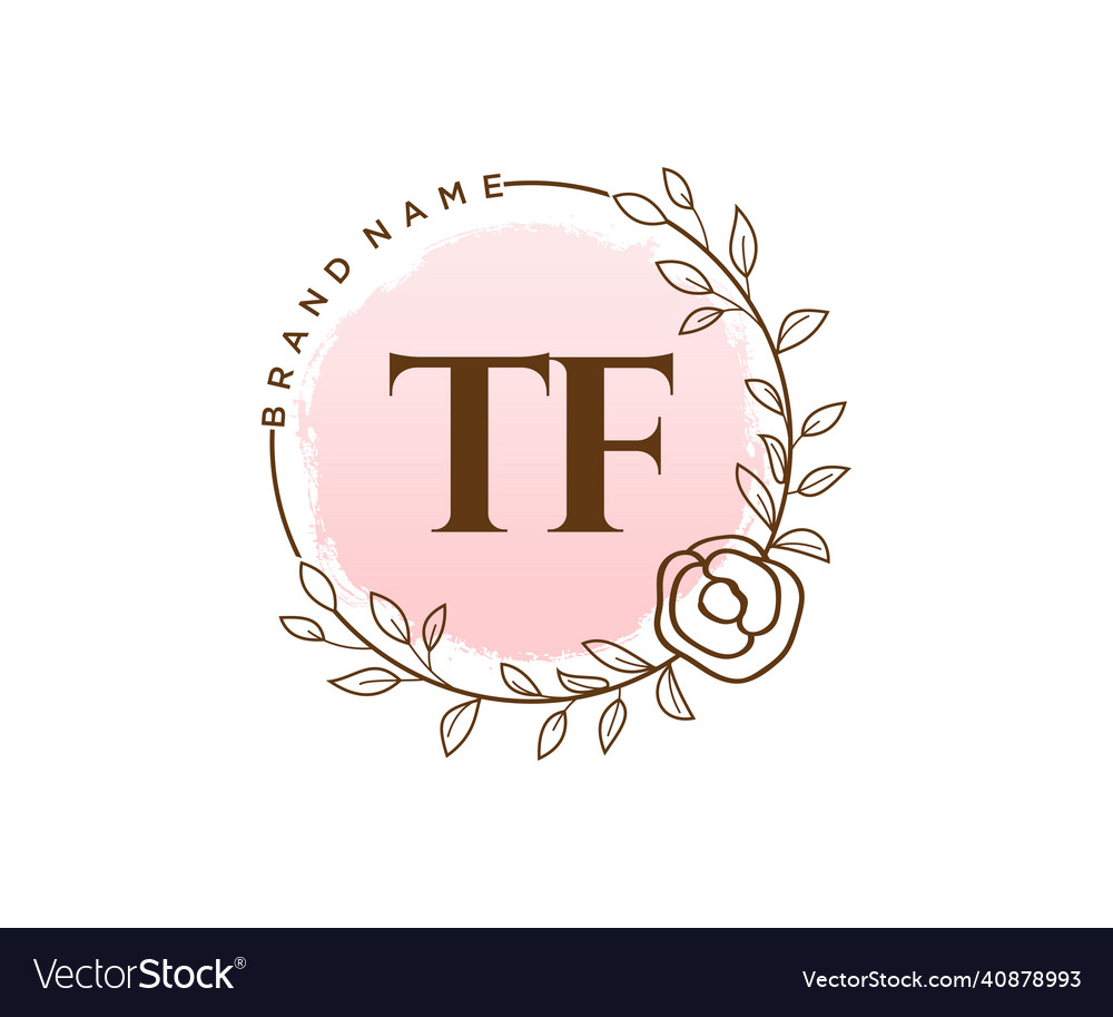 Initial tf feminine logo usable for nature salon Vector Image