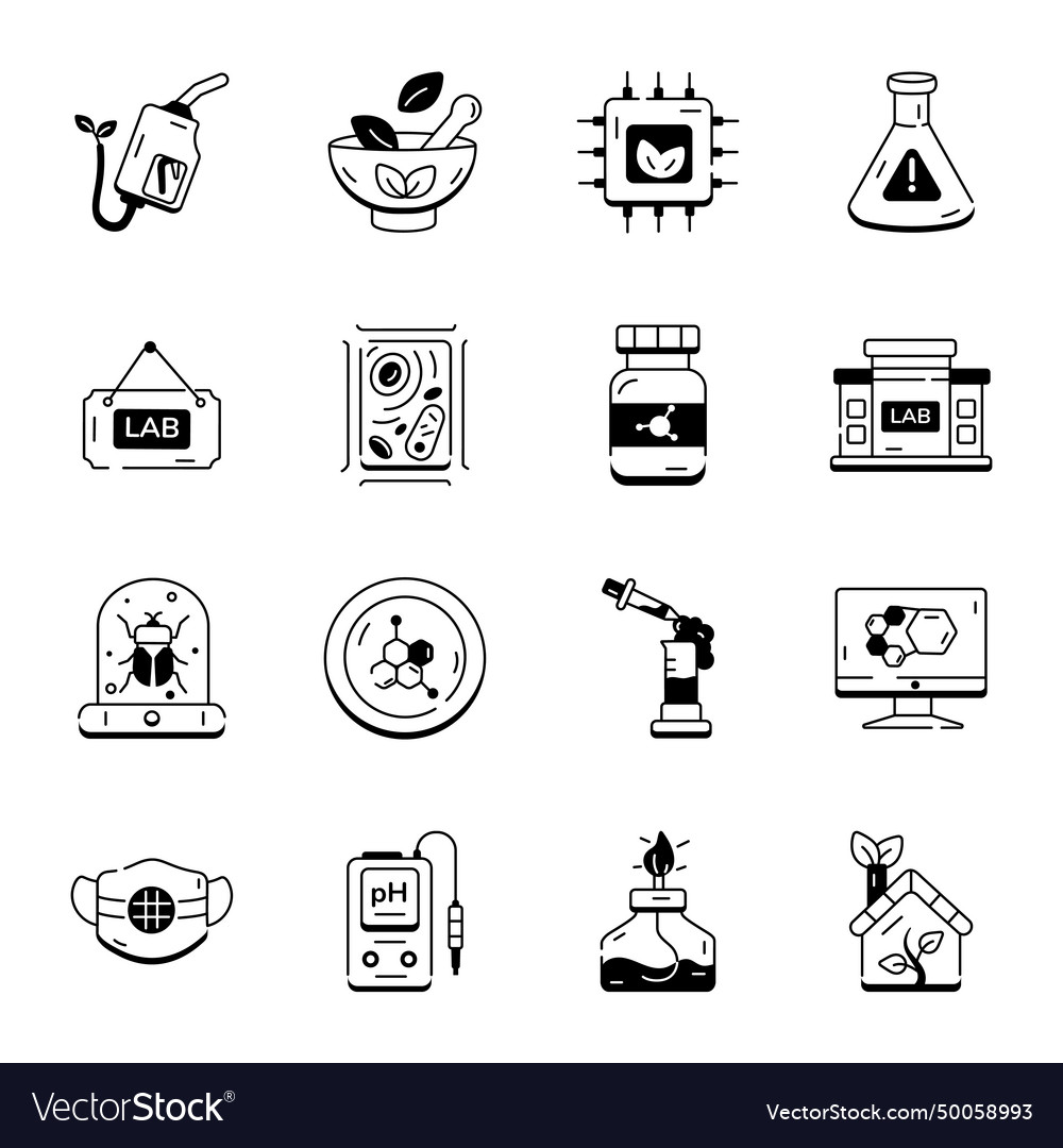 Latest set of science study linear icons