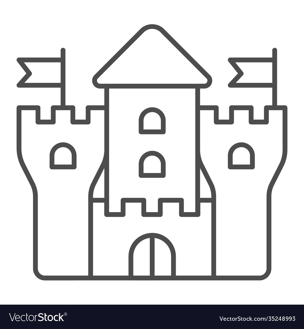 Medieval castle thin line icon kid toys concept vector image Medieval castle thin line icon kid toys concept