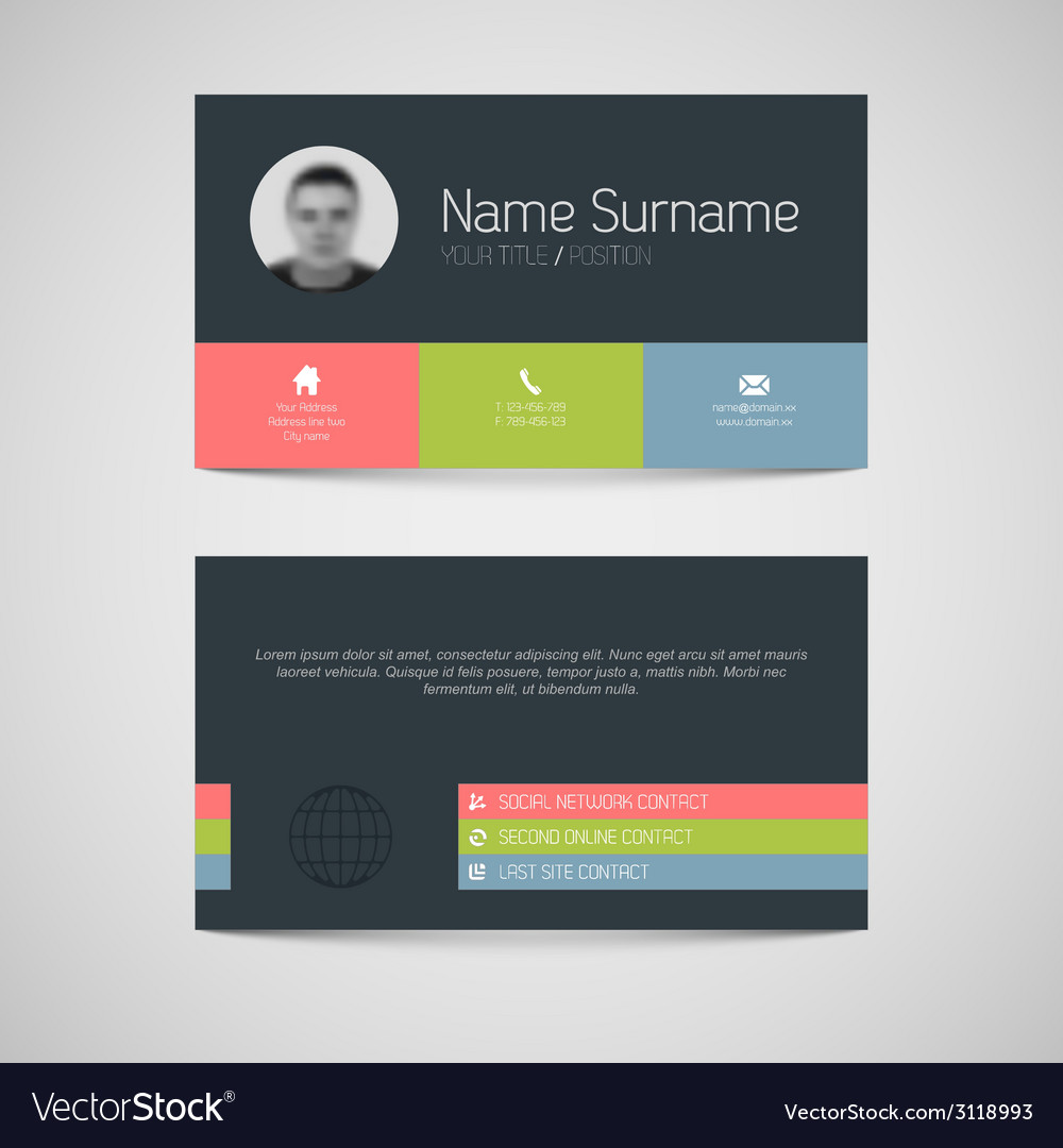 Modern business card template with flat user