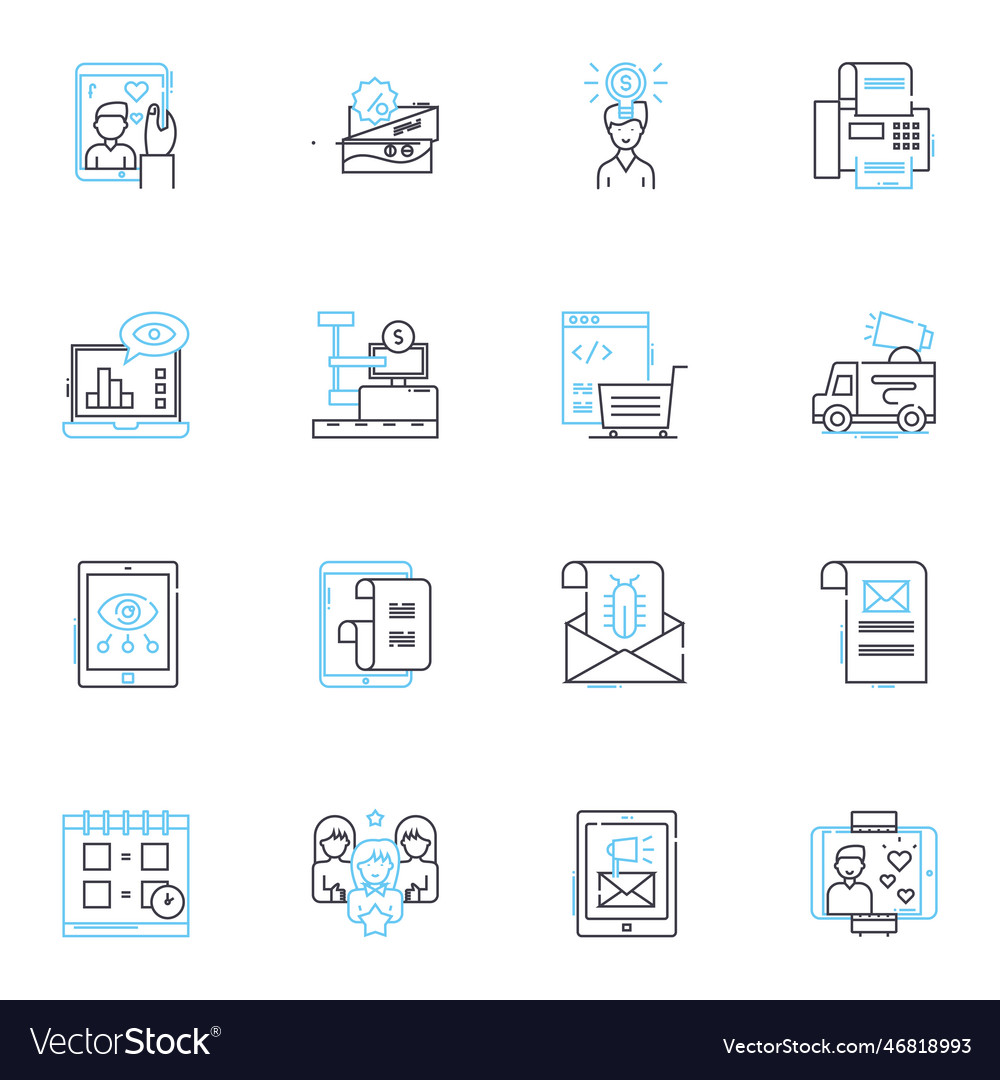 Presentation show linear icons set slides