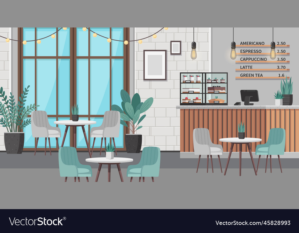 Restaurant interior cartoon Royalty Free Vector Image