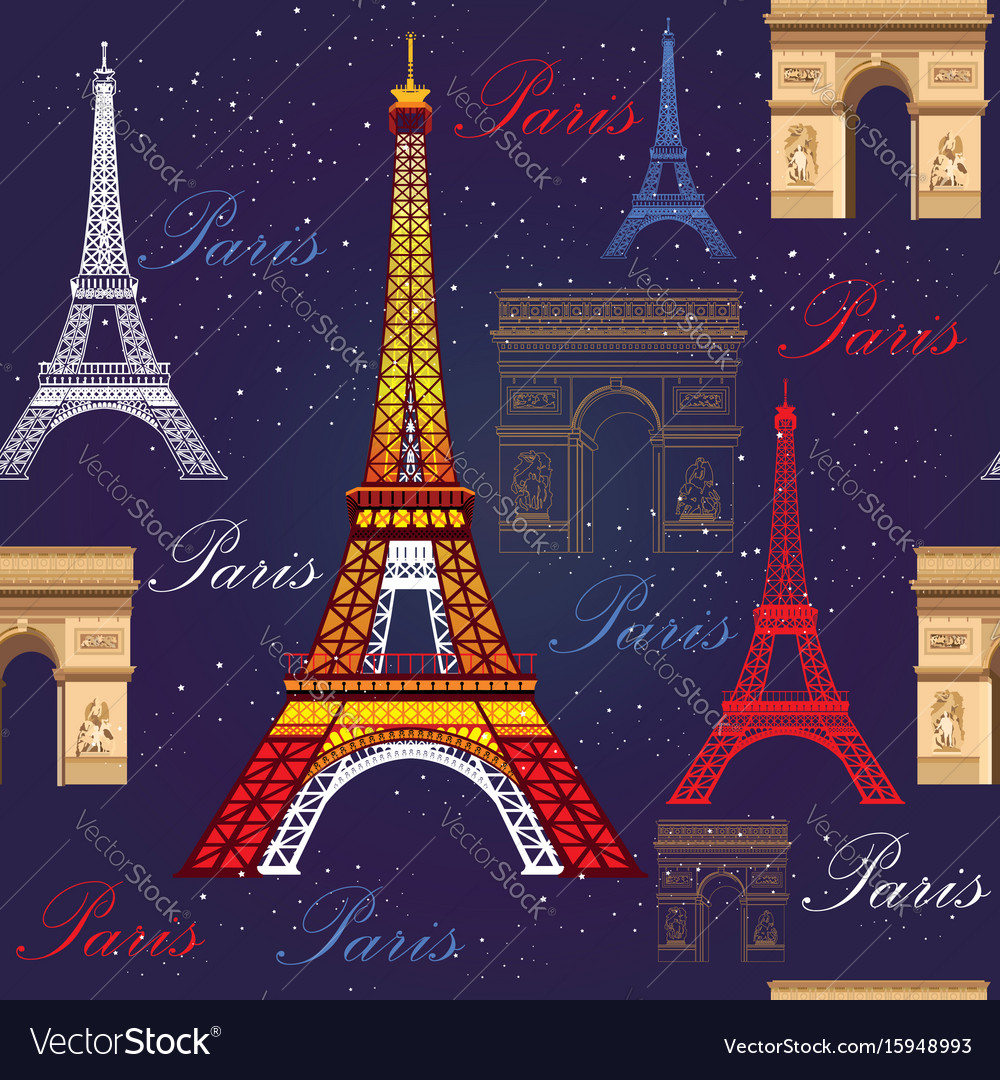 Seamless pattern with eiffel tower and triumphal