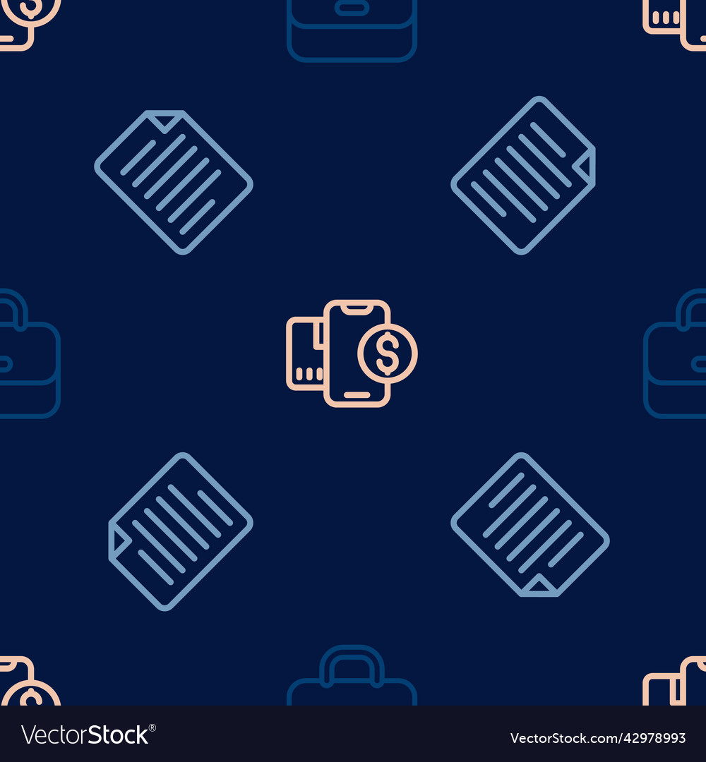Set line briefcase file document and mobile vector image Set line briefcase file document and mobile
