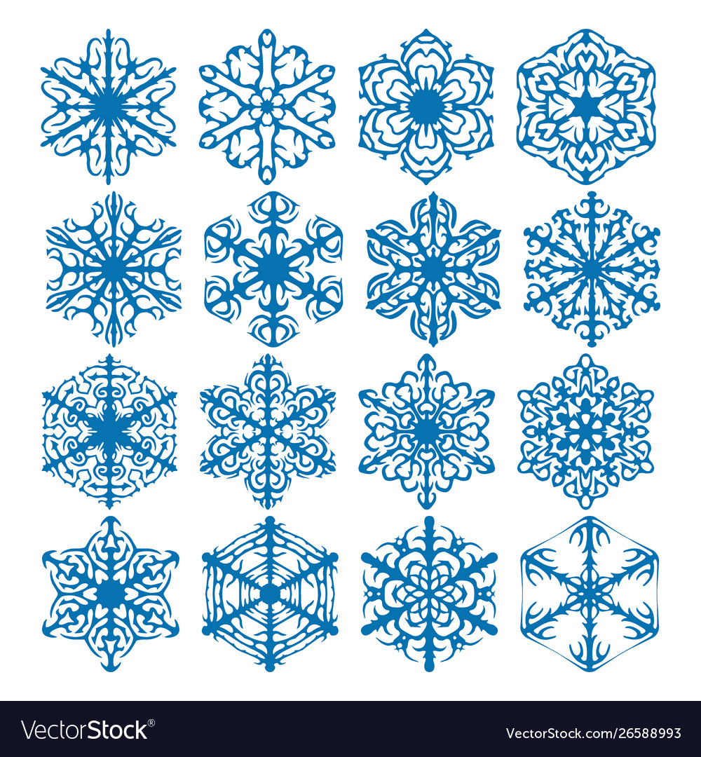 Snowflake icon background set blue color Vector Image Snowflake icon background set blue color