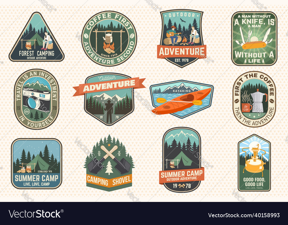 Summer camp with design elements Royalty Free Vector Image