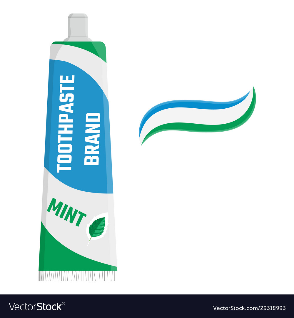 Toothpaste cartoon template with mint leaf