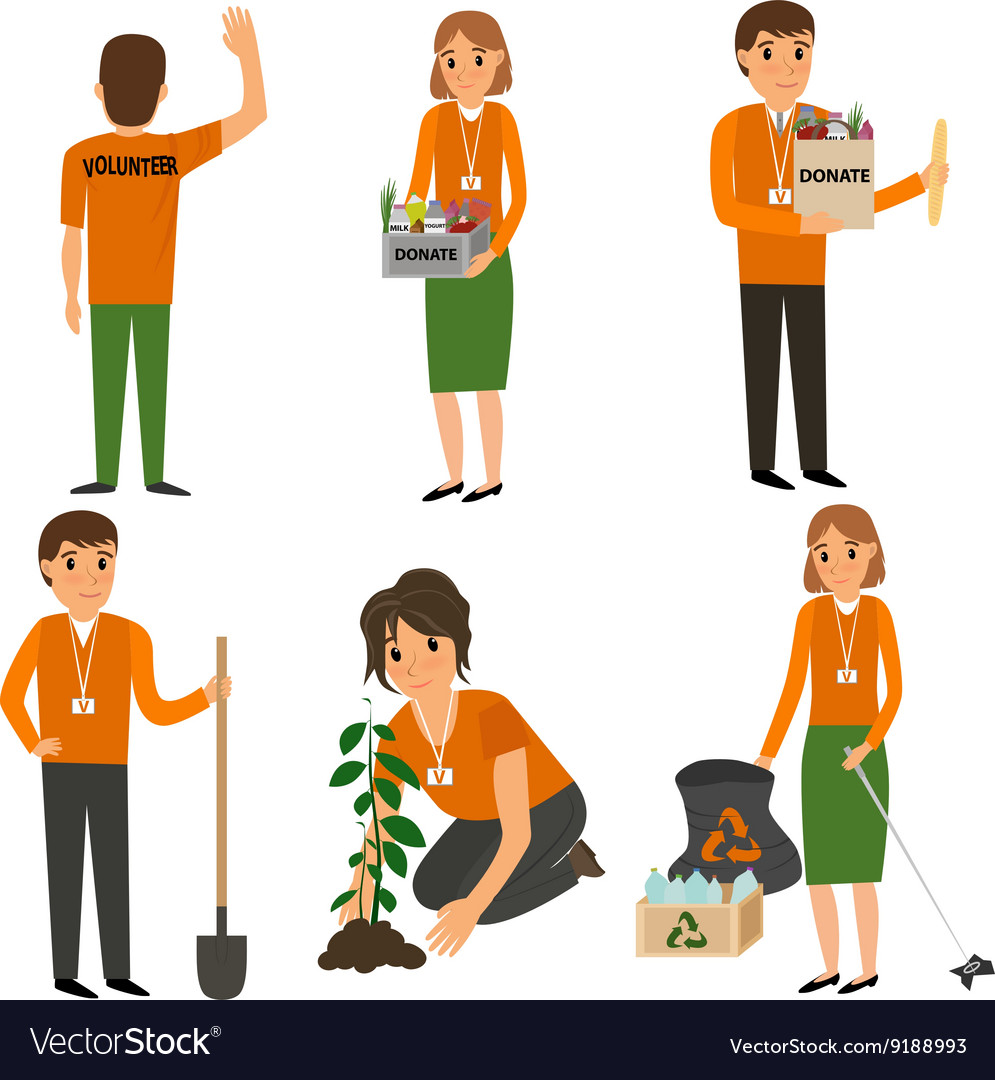 Volunteer people in work Royalty Free Vector Image