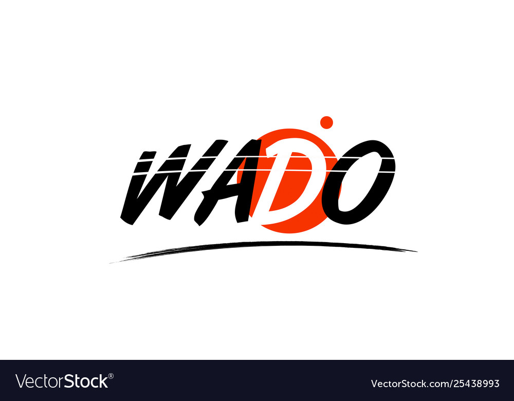 Wado word text logo icon with red circle design