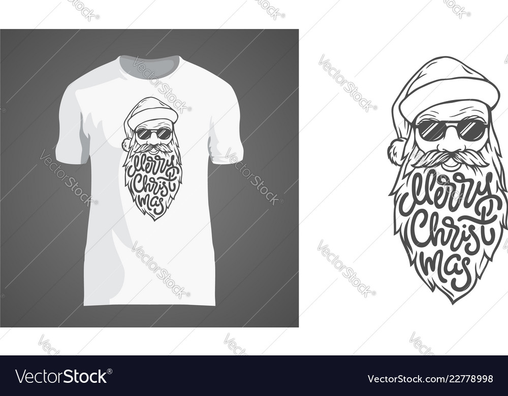 Creative t-shirt design with of santa vector image Creative t-shirt design with of santa