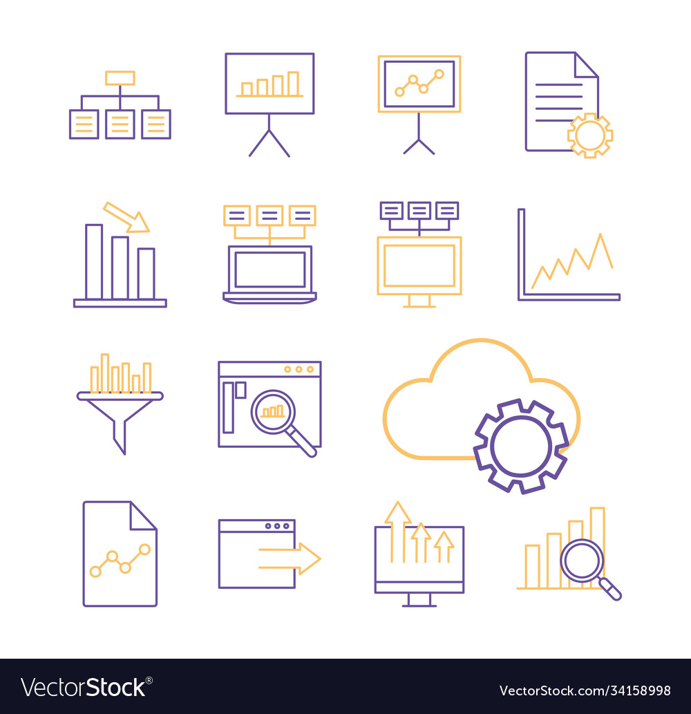 Data analysis line style set icons