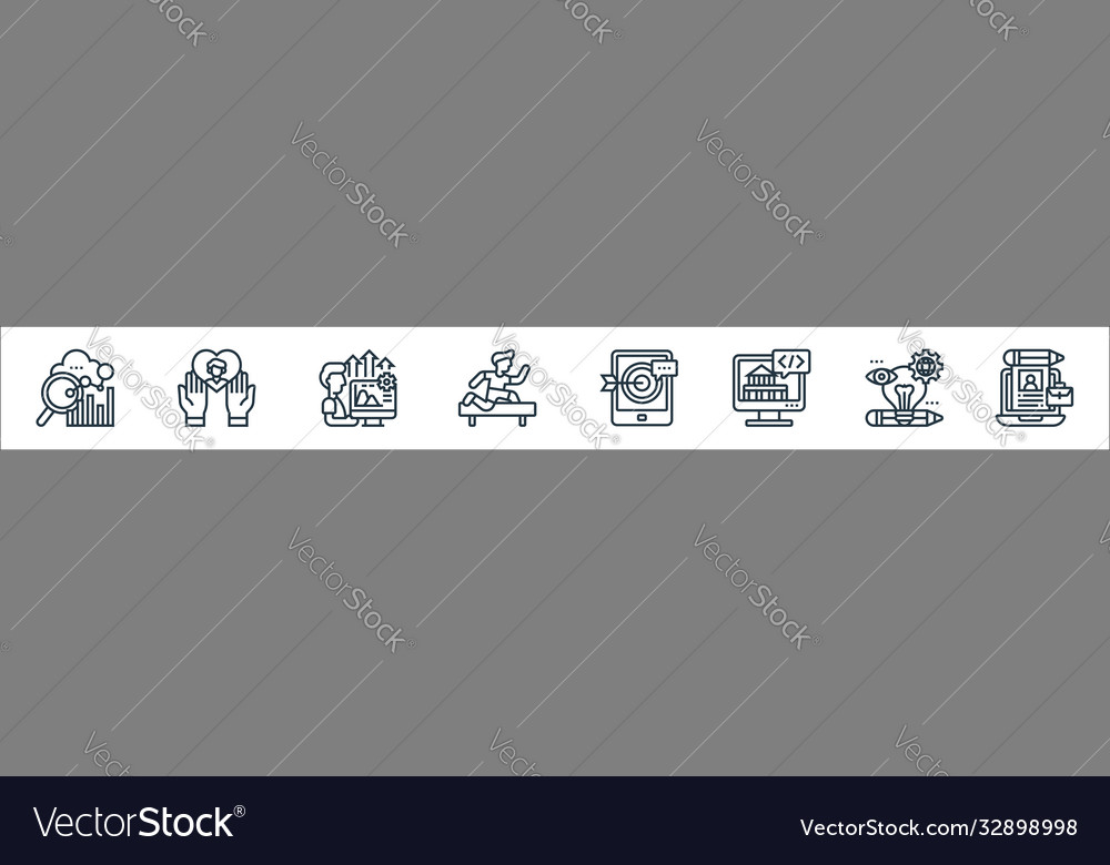 Digital transformation line icons linear set