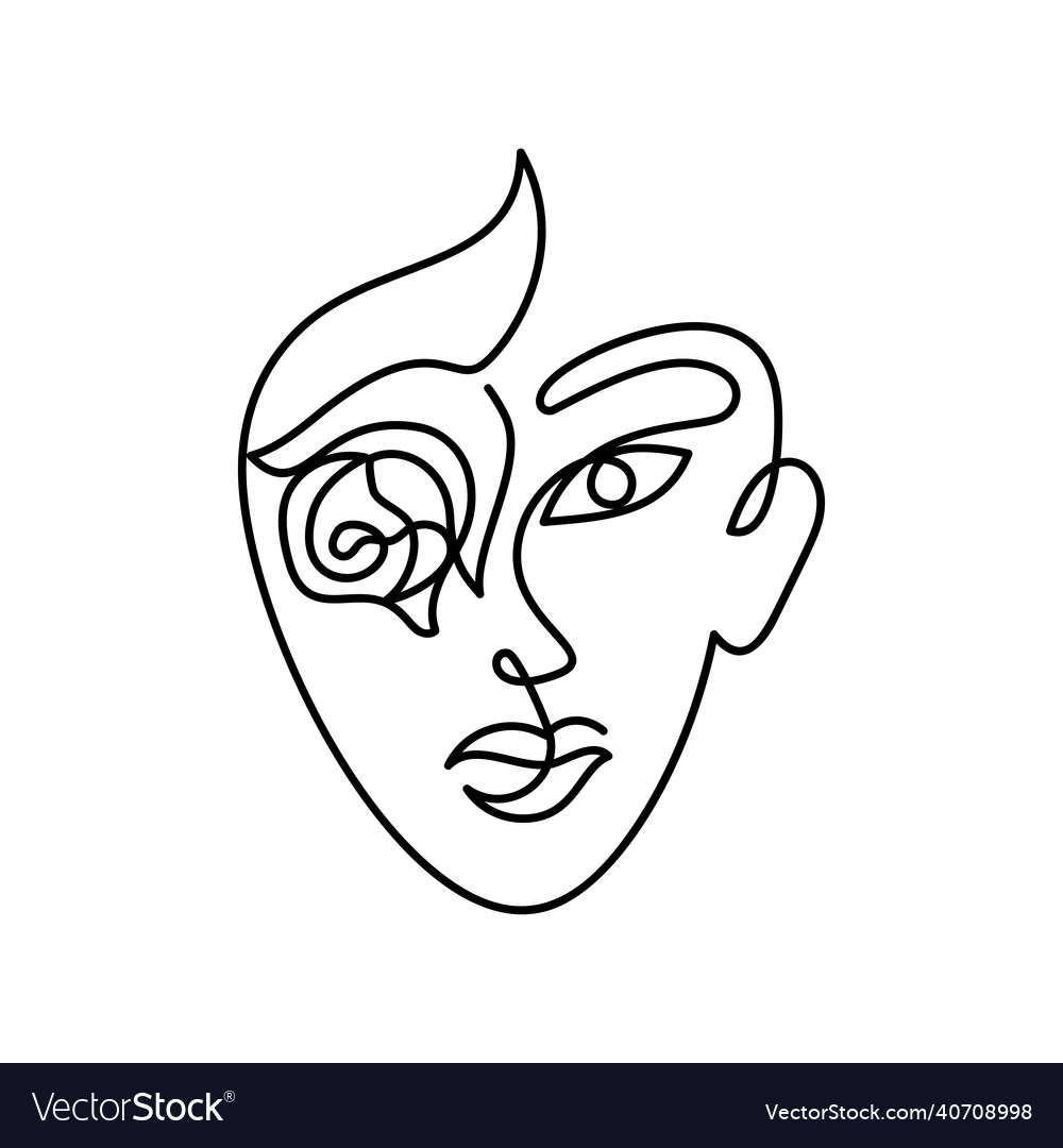 Face of an abstract woman with a flower