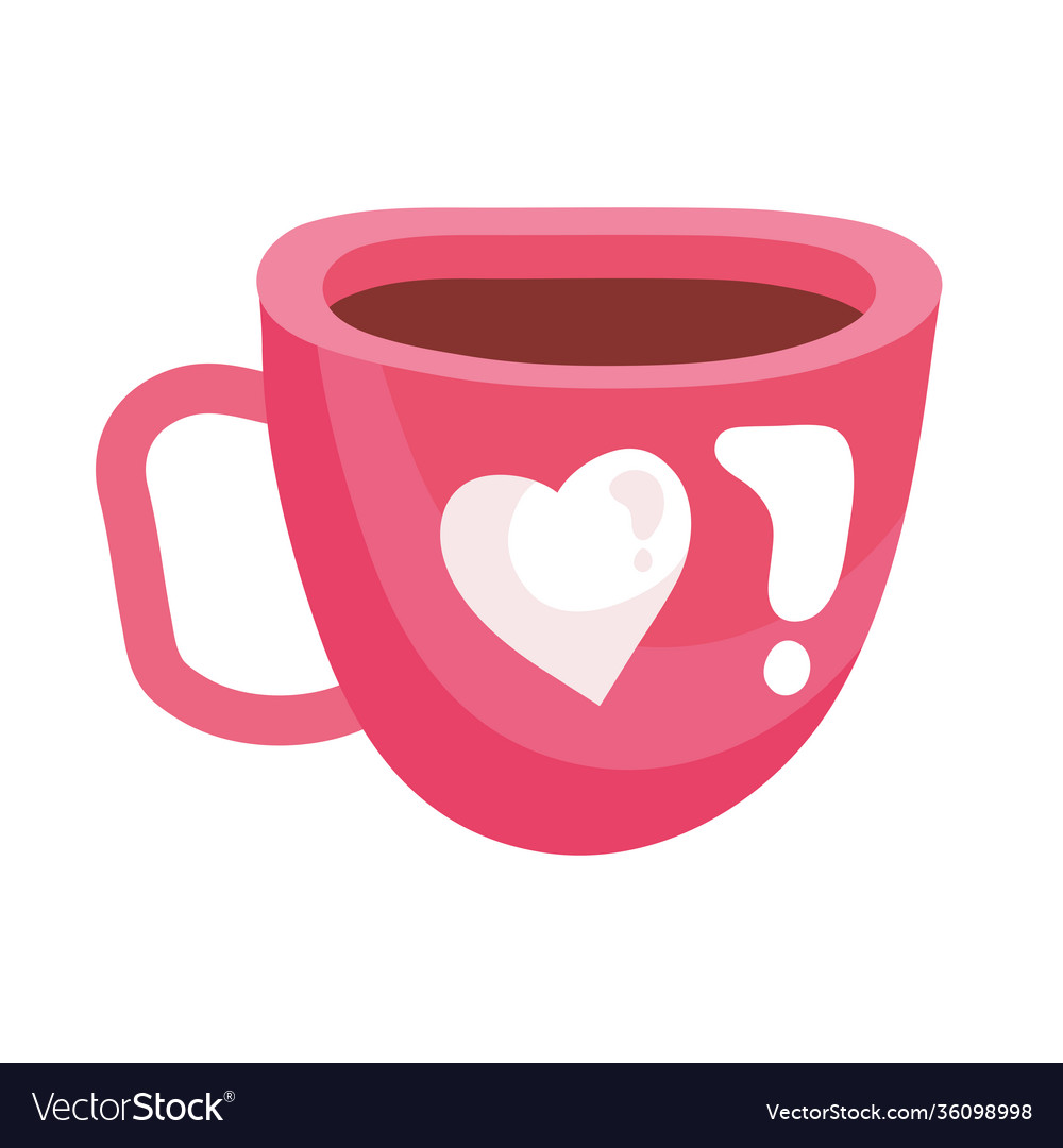 Heart love romantic in ceramic cup Royalty Free Vector Image