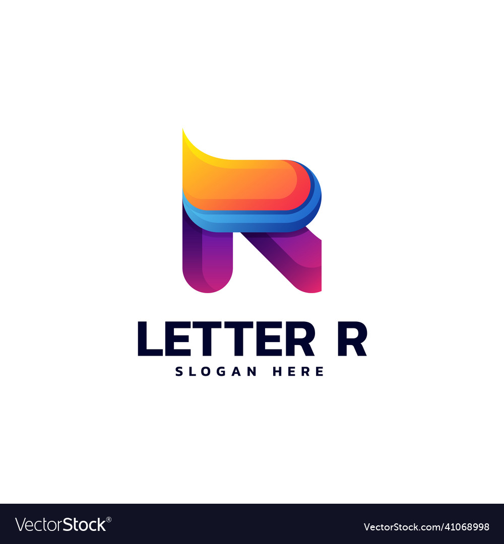 Logo letter r gradient line art style