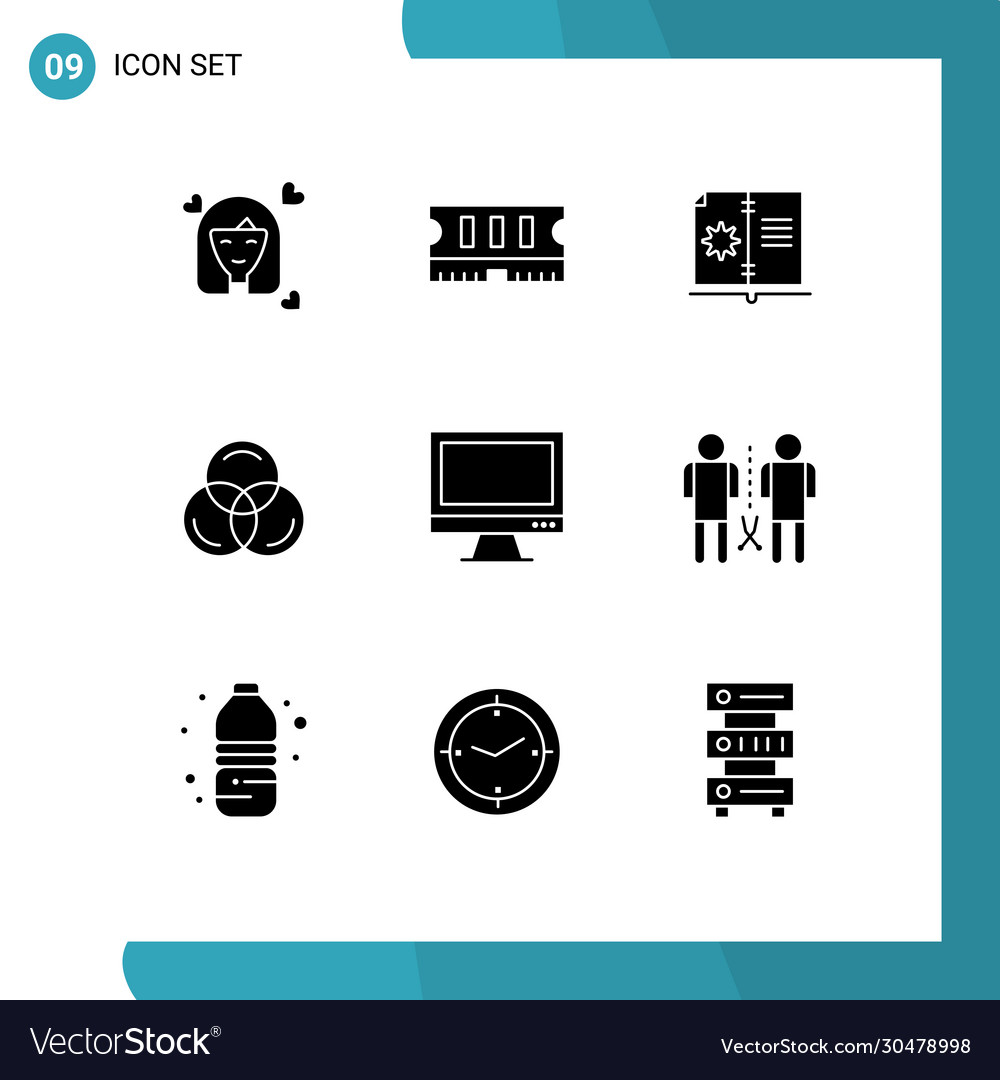 Set 9 solid glyphs on grid for device computer