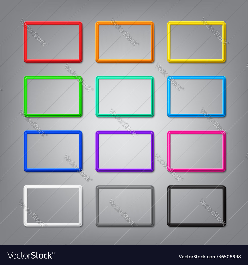 Set colored horizontal frames with shadows