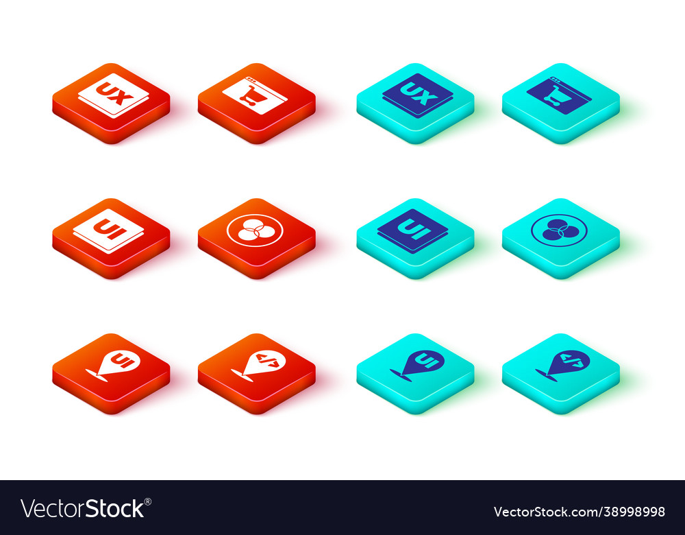 Set ui or ux design front end development rgb vector image Set ui or ux design front end development rgb