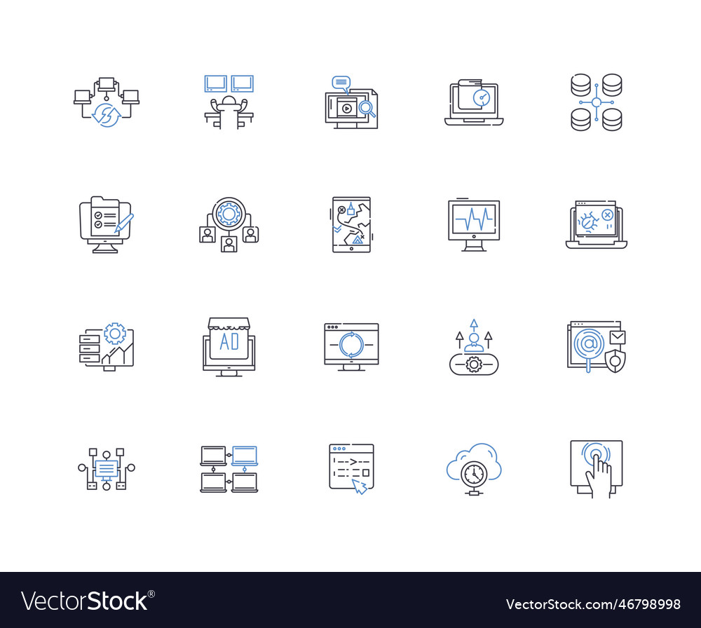 Web-based line icons collection browser internet