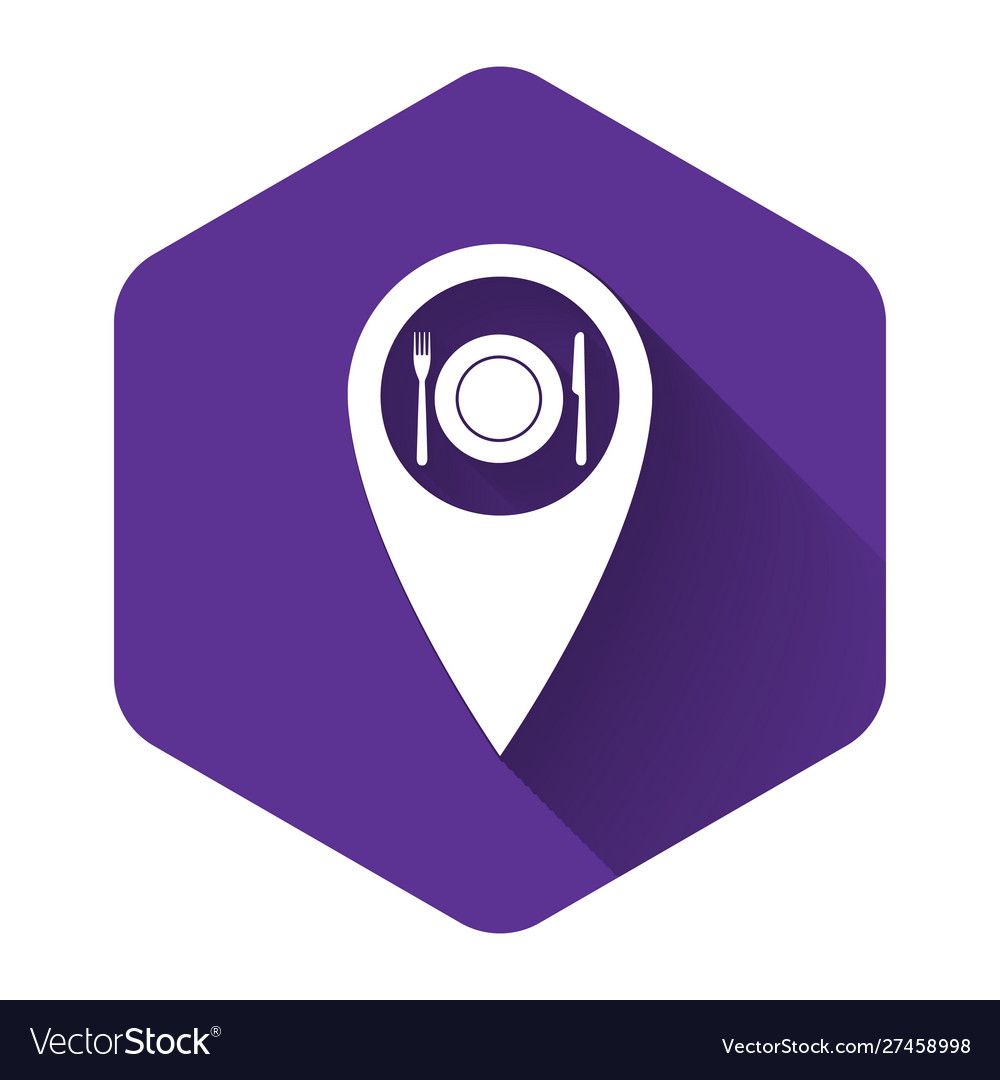 White map pointer with restaurant and cutlery vector image White map pointer with restaurant and cutlery
