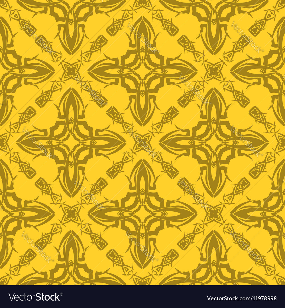 Yellow ornamental seamless line pattern