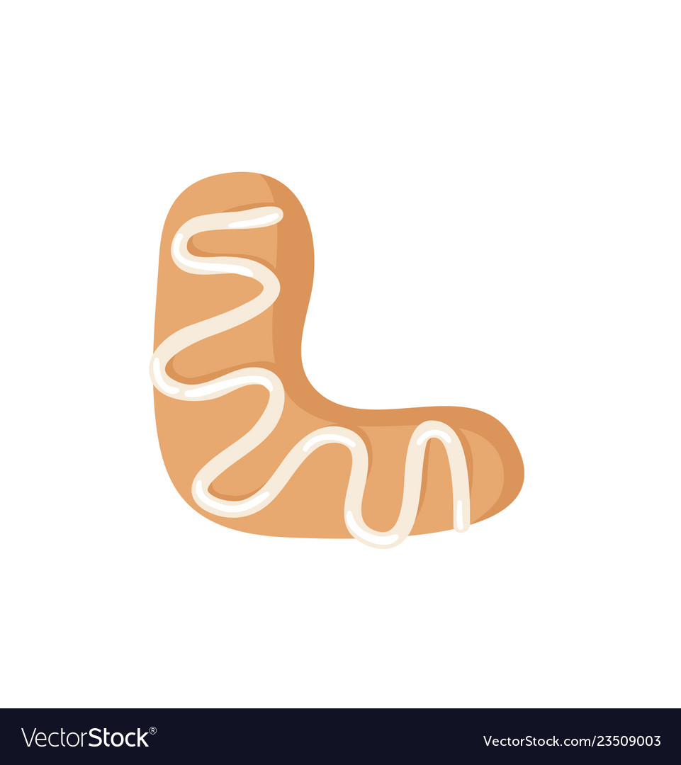 Cartoon ginger bread cookie letter l hand drawn Vector Image Cartoon ginger bread cookie letter l hand drawn Vector Image