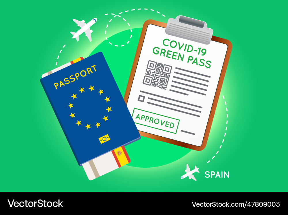 Covid-19 immunity passport with qr code Royalty Free Vector
