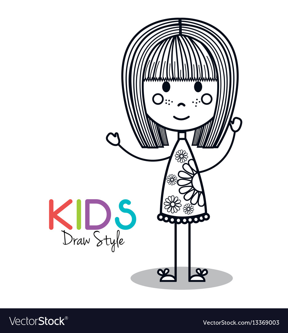 Cute little kids drawing Royalty Free Vector Image