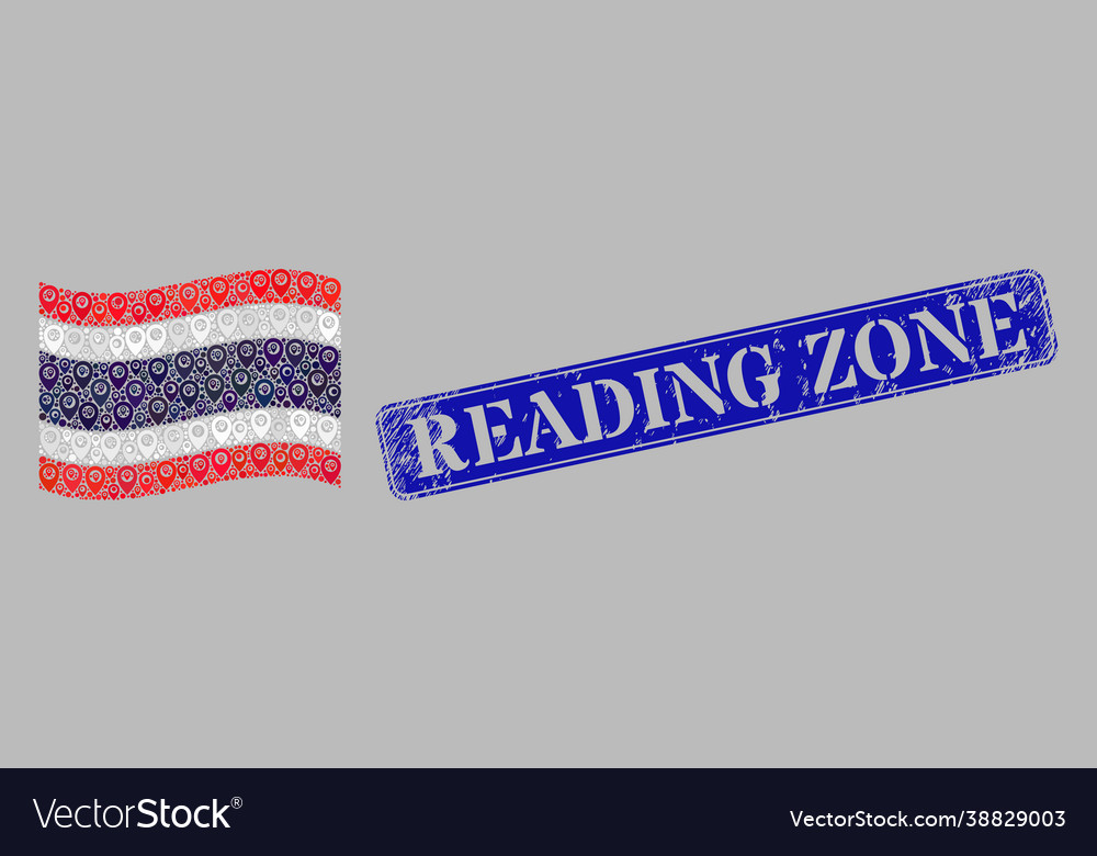Grunge reading zone badge and navigation waving