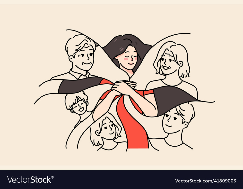 Happy woman feel emotionally attached to close Vector Image