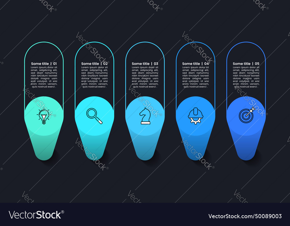 Infographic template 5 3d columns in a row vector image Infographic template 5 3d columns in a row