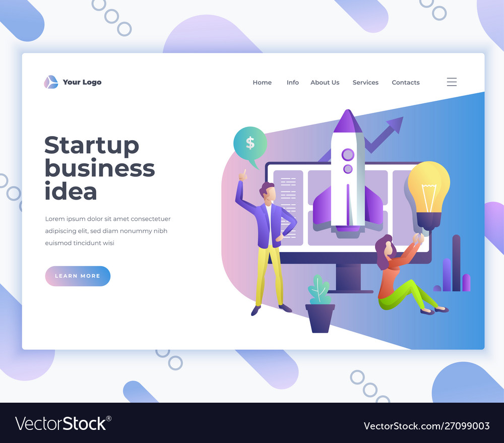 Landing page template startup business ideas Vector Image