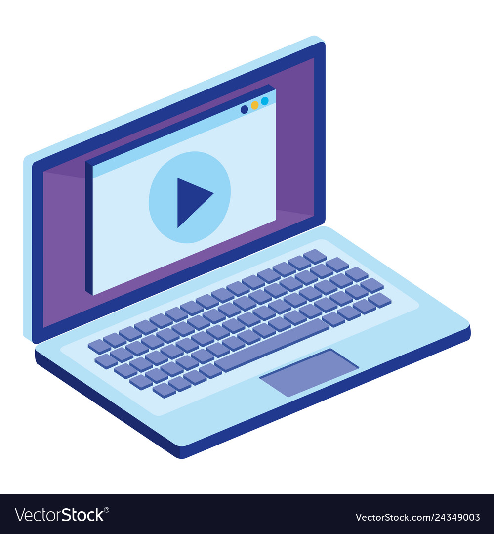 Laptop computer with media player Vector Image Laptop computer with media player
