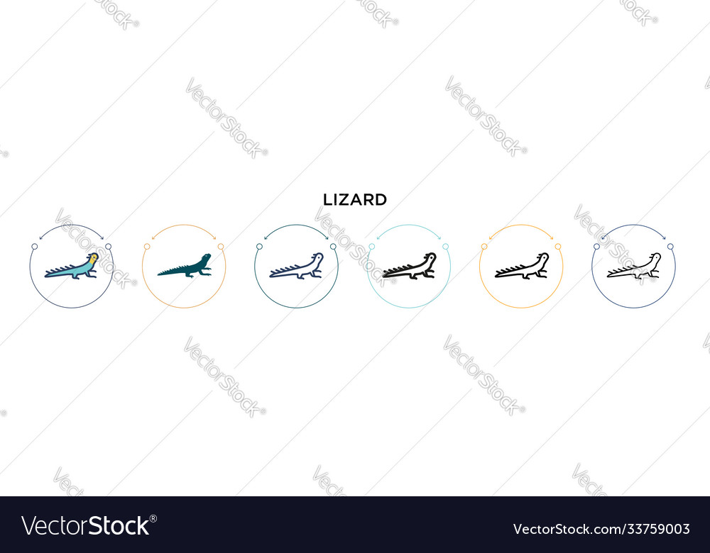 Lizard icon in filled thin line outline