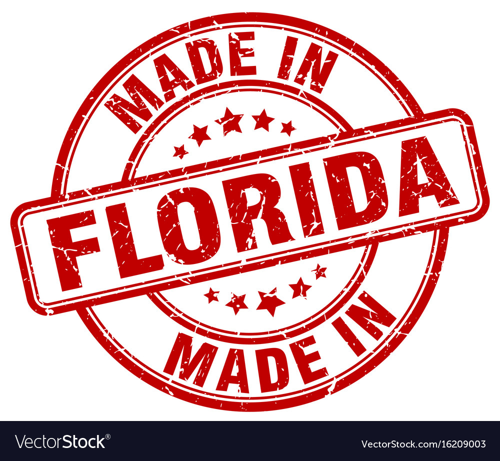 Made in florida red grunge round stamp