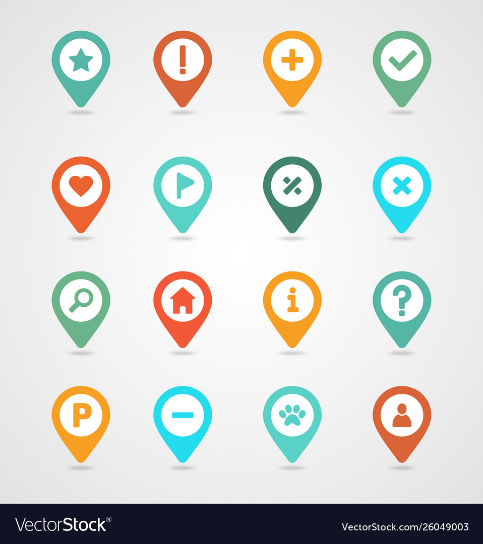 Pin map icon set pointer markers Royalty Free Vector Image