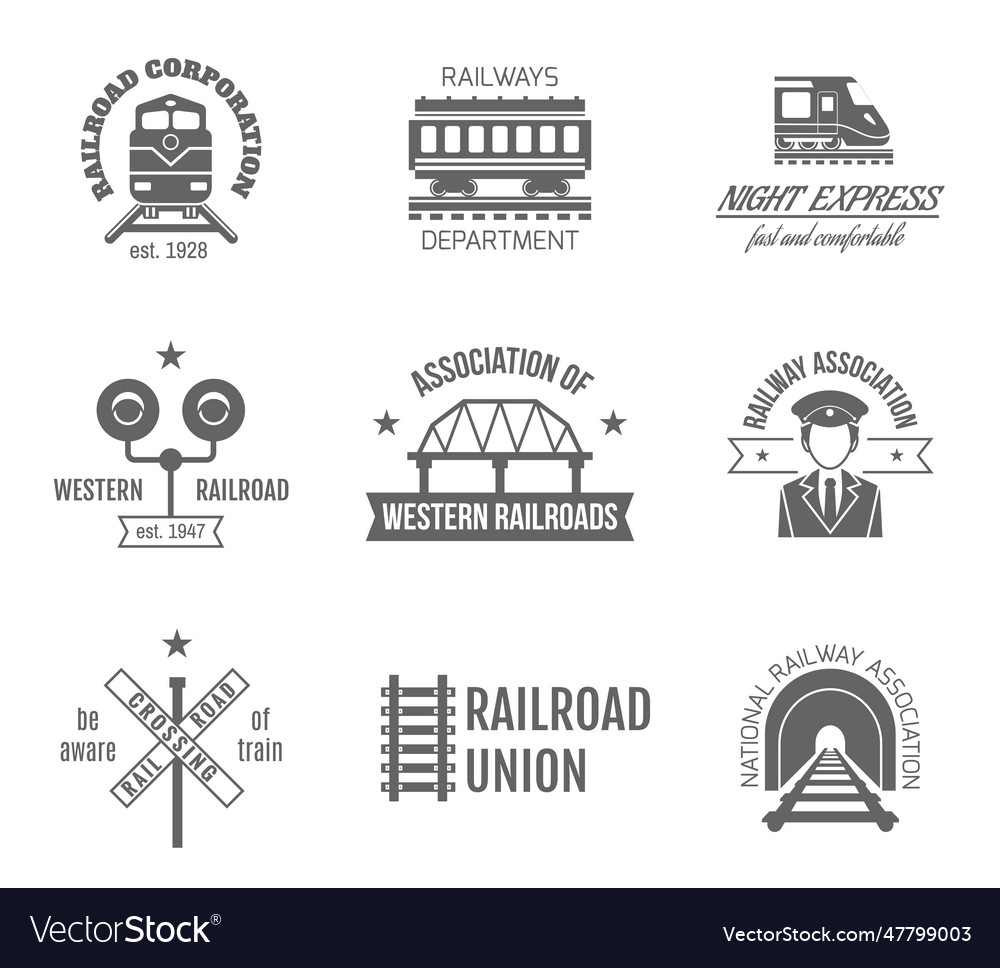 Railway label set label set Royalty Free Vector Image