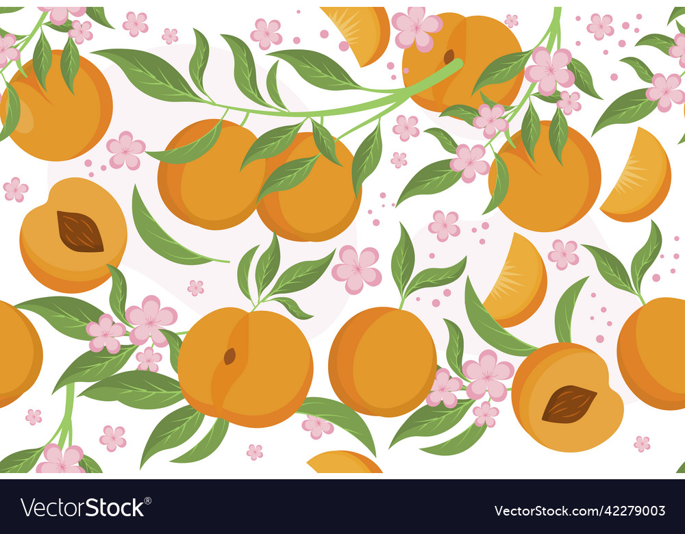 Seamless pattern with peach vector image Seamless pattern with peach