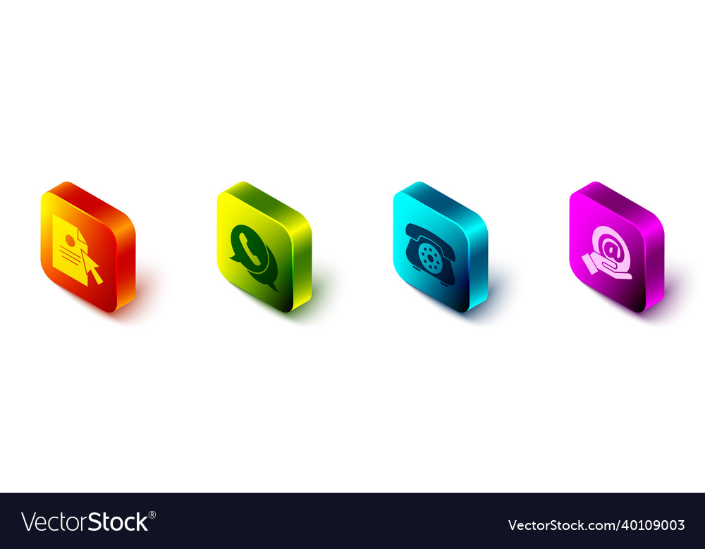 Set isometric document and cursor telephone Vector Image Set isometric document and cursor telephone