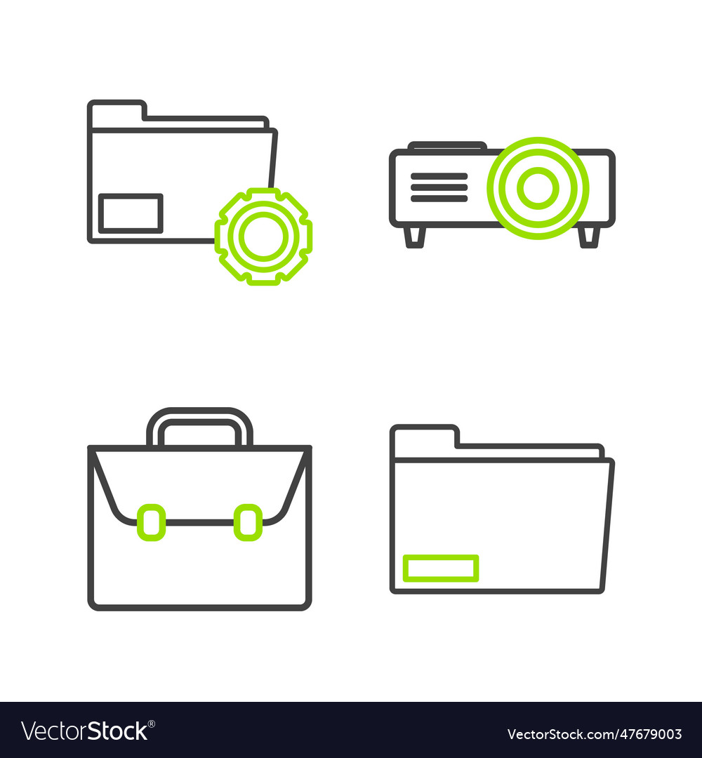 Set line document folder briefcase presentation vector image Set line document folder briefcase presentation