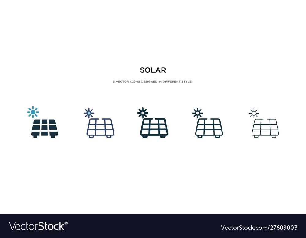 Solar icon in different style two colored