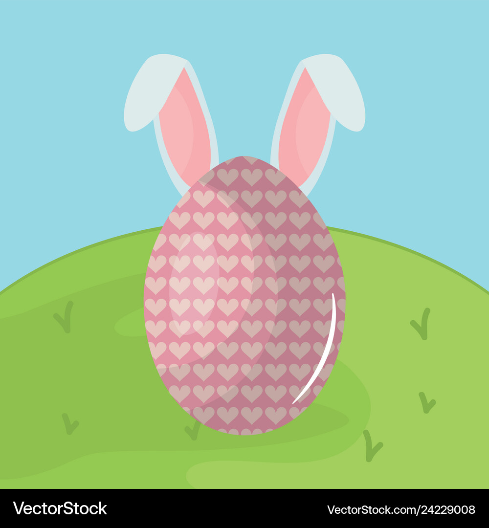 Egg painted with rabbit ears easter icon Vector Image