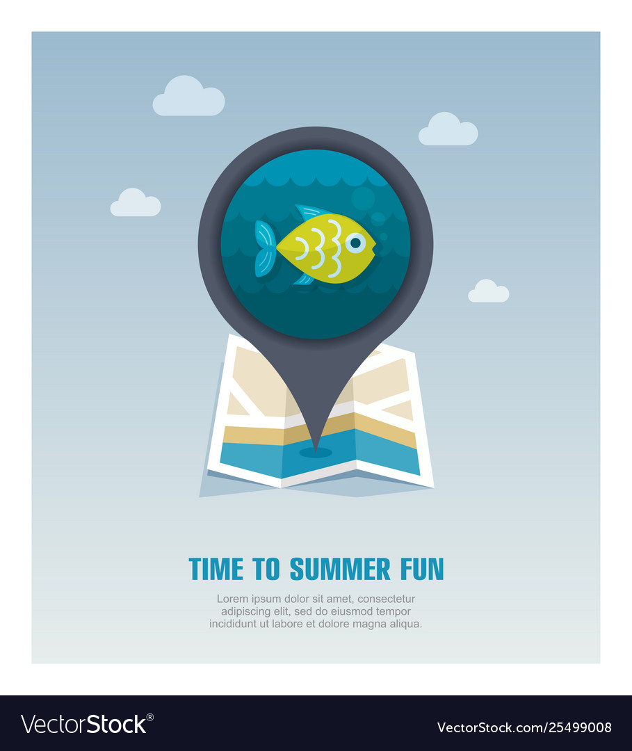 Fish pin map icon summer vacation