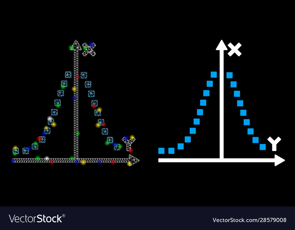 Flare mesh network gauss plot icon with vector image Flare mesh network gauss plot icon with