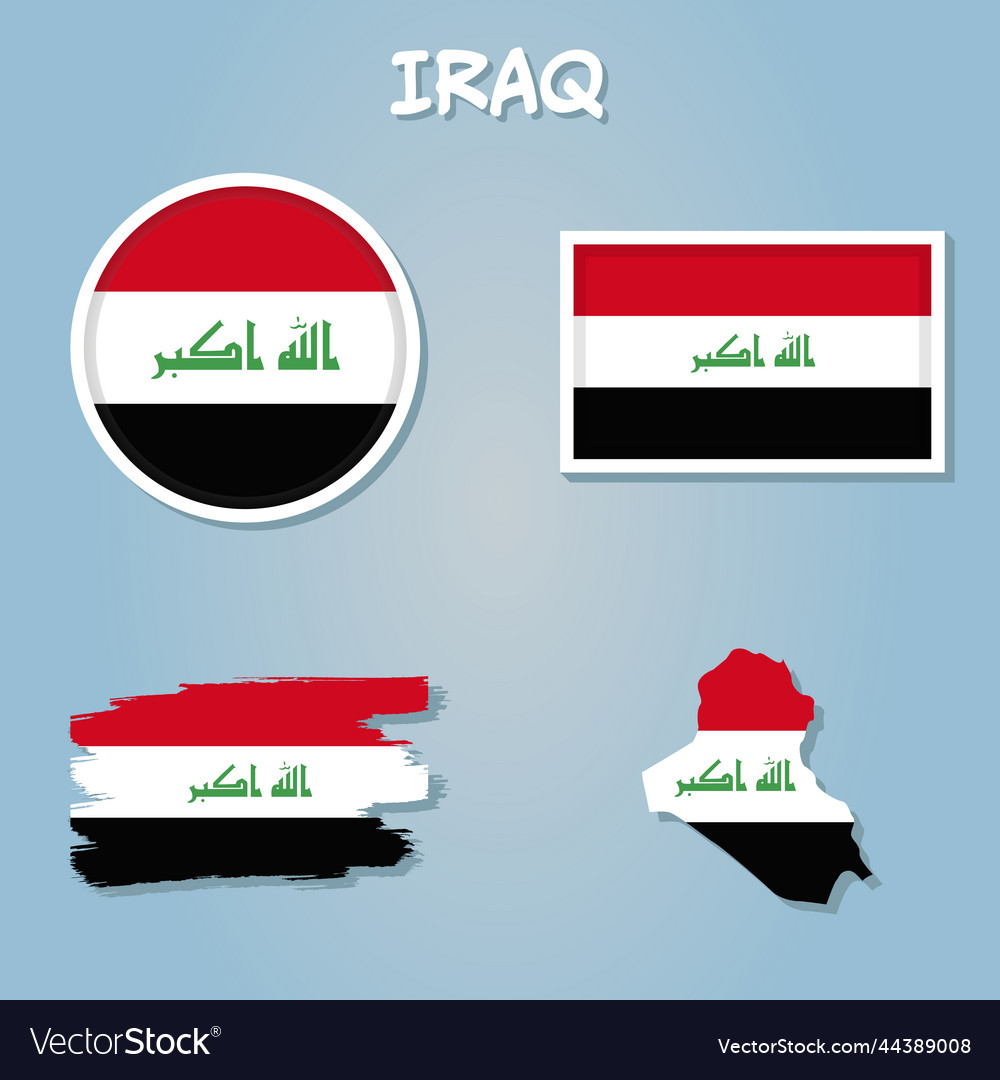 Iraq map with flag vector image Iraq map with flag