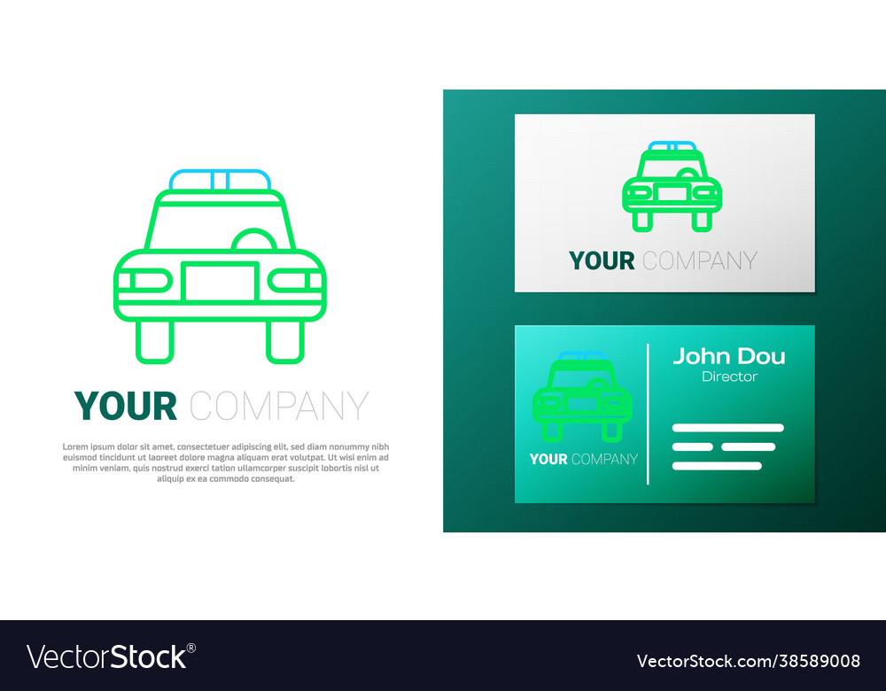 Line police car and flasher icon isolated