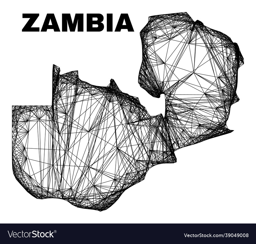 Linear irregular mesh zambia map Vector Image Linear irregular mesh zambia map