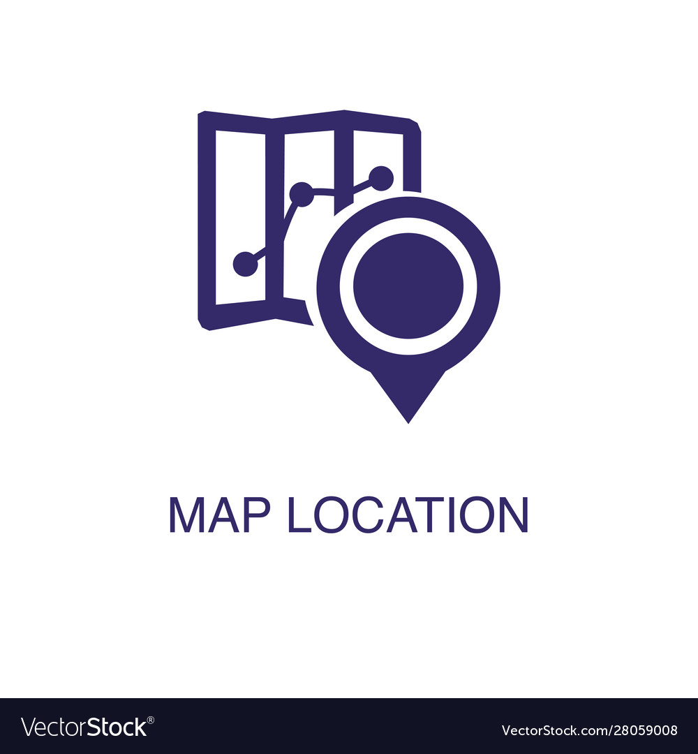 Map location element in flat simple style on white