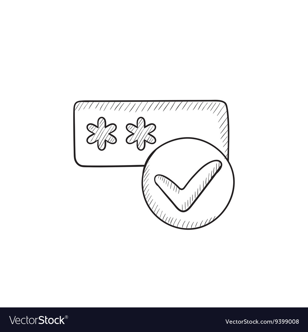Password with check mark sketch icon