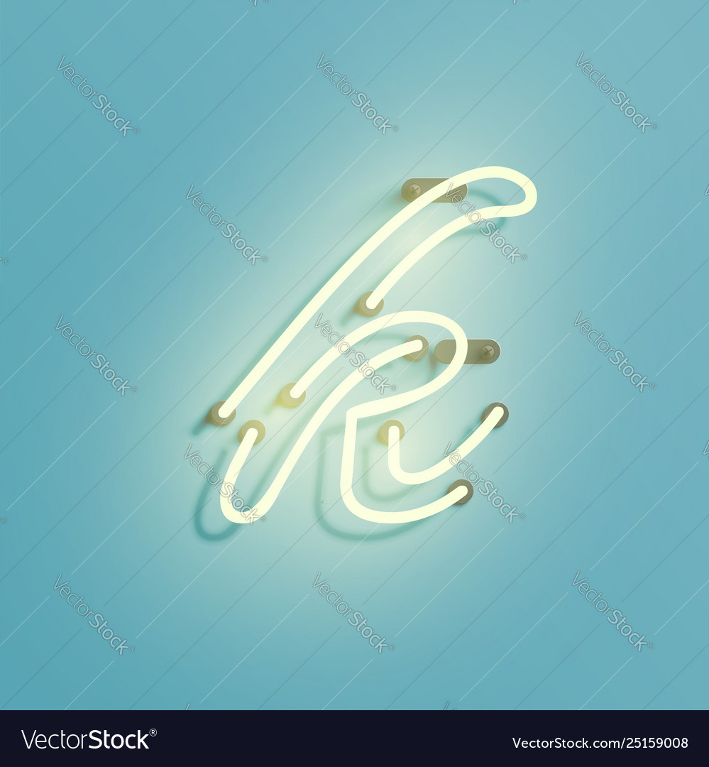 Realistic neon character from a typeset vector image Realistic neon character from a typeset